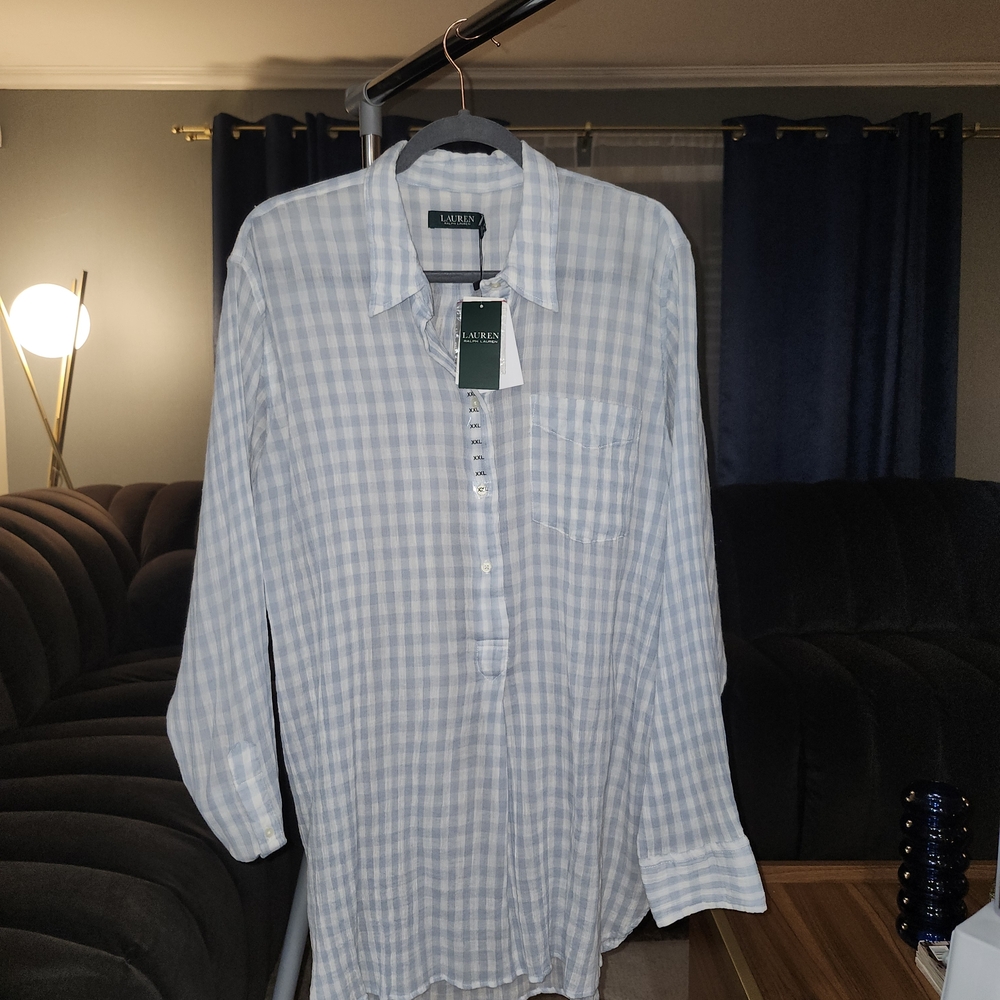 🤗NWT Ralph Lauren Blue Gingham Tunic